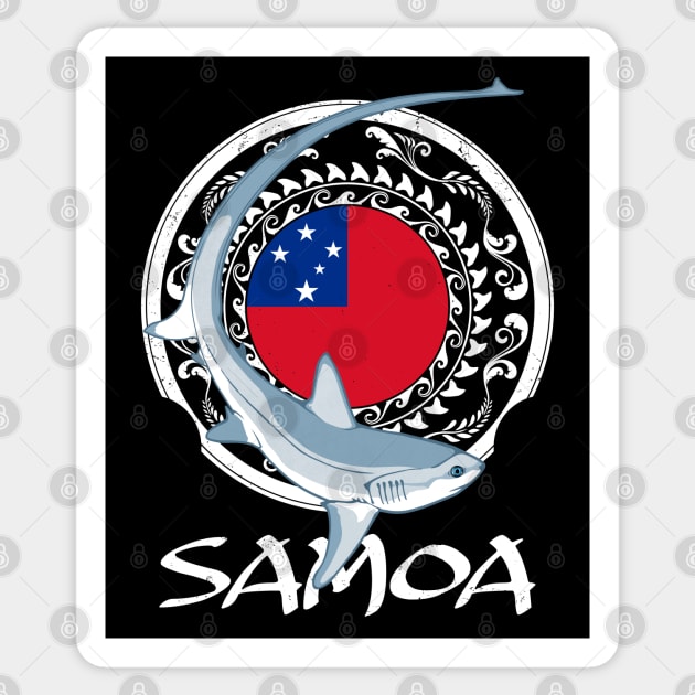 Thresher shark on Samoan flag Sticker by NicGrayTees